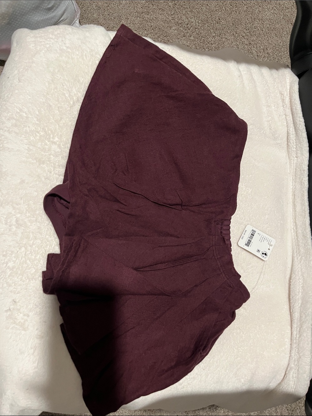 Free People Linen Blend Burgundy High-Rise Shorts
